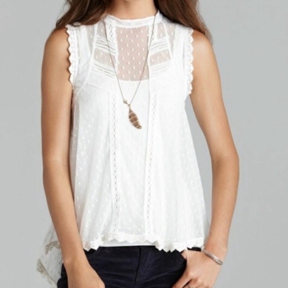 Free People Ivory Lace Romantic Sleeveless Tank - Picture 8 of 11